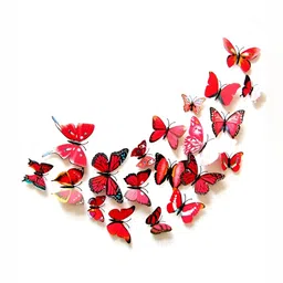 Jaamso Royals Red 12 Pieces Butterfly 3D Magnet Butterfly Self-Adhesive Wall Sticker-image-90