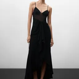 MANGO Semi-Transparent Panel Ruffle Dress-picture-22