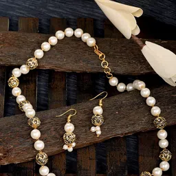 Saraf RS Jewellery Gold-Plated AD-Studded & Beaded Jewellery Set-picture-16