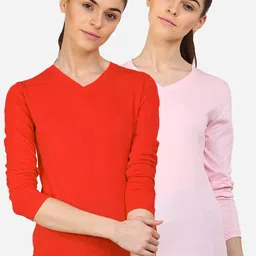 appulse Women Pack of 2 V-Neck Slim Fit Cotton Running T-shirts-image-36
