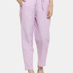 Aarsha Women Relaxed Straight Leg Cotton Trousers-image-35