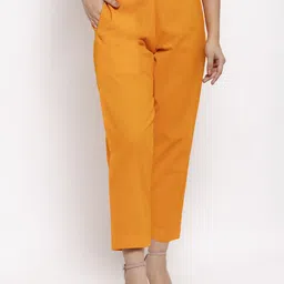 Aarsha Women Relaxed Straight Leg Mid-Rise Cotton Regular Trousers-picture-35