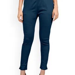 Mehrang Women Cotton Relaxed Straight Leg Mid-Rise Slim Fit Trousers-image-7
