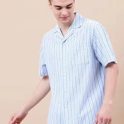 Marks & Spencer Shirt Collar Striped Cotton Linen Lounge T-Shirt-picture-37