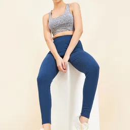 Sweet Dreams Blue Slim-Fit Ankle-Length Gym Tights-picture-28