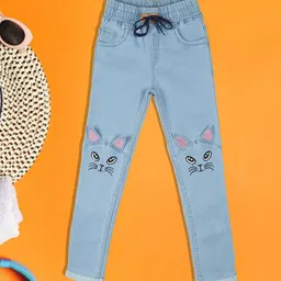 A-Okay Girls Conversational Embroidered Slim Fit High-Rise Easy Wash Cotton Trousers-picture-17