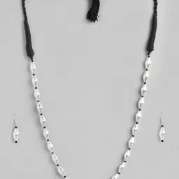 Anouk Women Silver-Plated Beaded Necklace with Earrings image 2