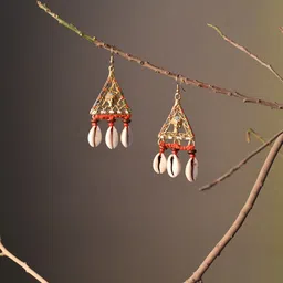 AAKRITI ART CREATIONS Brass Plated Triangular Wooden Drop Earrings-picture-27
