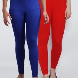 Jinfo Women Pack Of 2 Solid Churidar-Length Leggings-image-1