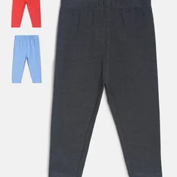 MINI KLUB Girls Pack Of 3 Solid Ankle Length Leggings-picture-40