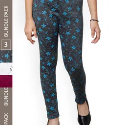 IndiWeaves Girls Pack Of 3 Printed Woolen Ankle Length Leggings-picture-27