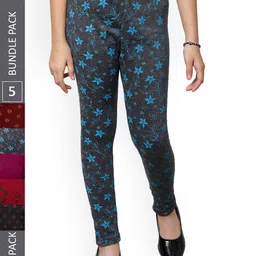 IndiWeaves Girls Pack Of 5 Printed Pure Woolen Ankle Length Leggings-picture-44