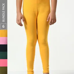 BAESD Girls Pack Of 6 Super Soft Churidar Length Leggings-image-46