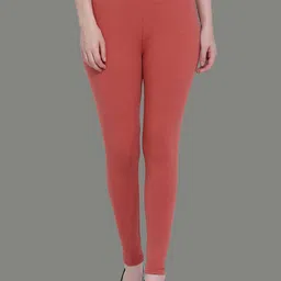 SPIFFY Women Rust Brown Solid Ankle-Length Leggings-image-0