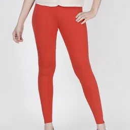 TWIN BIRDS Women Orange Solid Terracota Ankle-Length Leggings-image-3