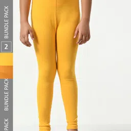 BAESD Girls Pack of 2 Churidar-Length Super Soft Cotton Lycra Leggings-image-94