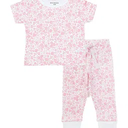 My Milestones Girls Pink & White Printed Pure Cotton T-shirt with Trousers-picture-23