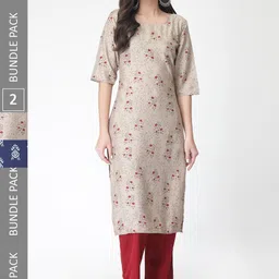 7threads KALINI Pack Of 2 Printed Straight Kurta with Trousers-picture-29