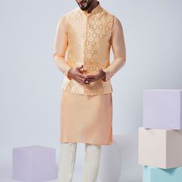KISAH Mandarin Collar Regular Kurta With Trousers & Nehru Jacket-picture-19