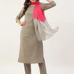 FIORRA Women Grey Ethnic Motifs Printed Kurta with Trousers image 1