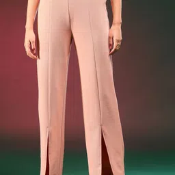 Kotty Women Relaxed Straight Fit High-Rise Easy Wash Regular Trousers-picture-5