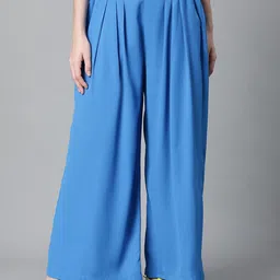 Oxolloxo Women Relaxed Straight Leg High-Rise Easy Wash Parallel Trousers-image-15