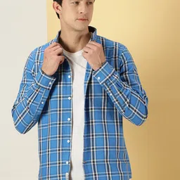 Thomas Scott Tartan Checks Classic Slim Fit Cotton Casual Shirt-picture-23