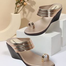 TRASE Women Gold-Toned Embellished Wedges-picture-36