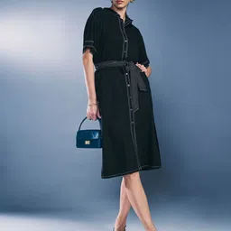 AND Shirt Collar Short Sleeves Shirt Dress-picture-43