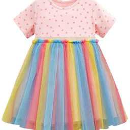 StyleCast Girls Polka Dot Print Cotton Fit and Flare T-shirt Dress-picture-10