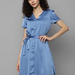 Allen Solly Woman V-Neck Belted Shirt Style Dress-picture-42