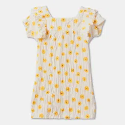 R&B Girl Floral Printed Cotton Square Neck Dress-image-17