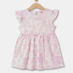 R&B Girls Floral Printed Cap Sleeves Fit & Flare Pleated Cotton Dress-picture-33