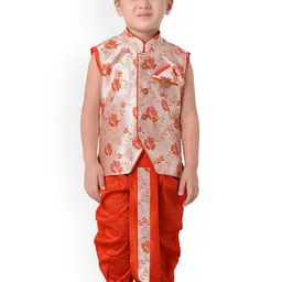 Jeetethnics Boys Orange Floral Printed Kurta with Dhoti Pants-picture-23