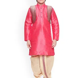 Jeetethnics Boys Pink Regular Kurta with Dhoti Pants with Jacket-picture-38