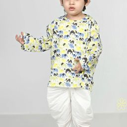 Polka Tots Infants Kids Ethnic Motifs Printed Angrakha Kurta with Dhoti Pants-picture-32