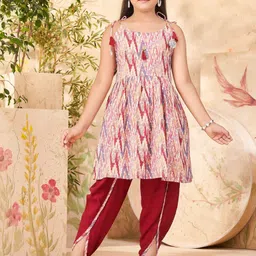 Aarika Girls Printed Pleated Pure Cotton Kurti with Dhoti Pants-picture-13