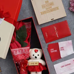 eCraftIndia Red & Brown 3 Pcs Valentine's Day Gift Set image 1