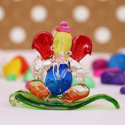 eCraftIndia Red & Green Car Paan Ganesha Showpieces image 1