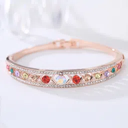 Designs By Jewels Galaxy Women Rose Gold & Red Brass American Diamond Rose Gold-Plated Bangle-Style Bracelet-picture-32