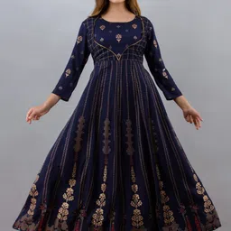ftDiva Ethnic Motifs Printed Round Neck Fit and Flare Ethnic Dress-picture-18