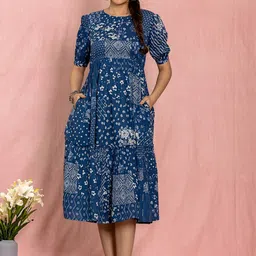 KASYA Ethnic Motifs Printed Cotton Fit & Flare Ethnic Dress-picture-22