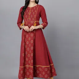HERE&NOW Women Ethnic Motifs Printed Anarkali Kurta-picture-15
