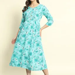 Mialo fashion Printed Fit & Flared Midi Maternity Ethnic Dresses-image-10