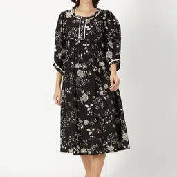 Saffron Threads Women Printed Pure Cotton A-Line Midi Ethnic Dresses-image-1