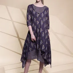 Anouk Grey Ethnic Motifs Printed Pure Cotton A-Line Ethnic Dress-picture-20