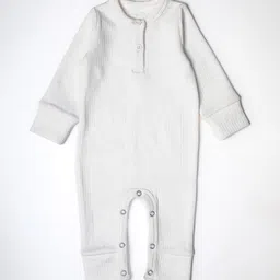 Nino Bambino Infant Kids White Solid Rompers-picture-10