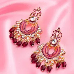 Yellow Chimes Gold-Plated Contemporary Chandbalis Earrings-picture-20