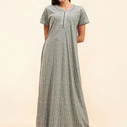 Sweet Dreams Floral Printed Pure Cotton Maxi Nightdress-image-62