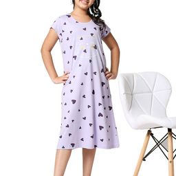 Zeyo Girls Violet Heart Printed Nightdress-picture-43
